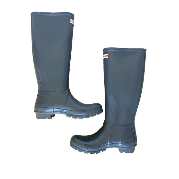 Authentic Hunter Original Tall Gloss Rain Boots Gray Graphite Womens Size 6 - Picture 9 of 15